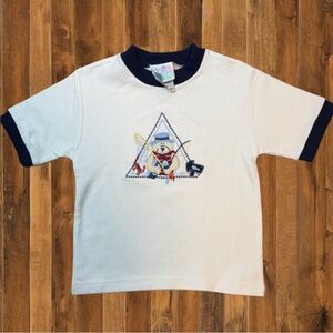 🐻 Vintage BabyGro Embroidered Fishing Bear Tee – Size 2T